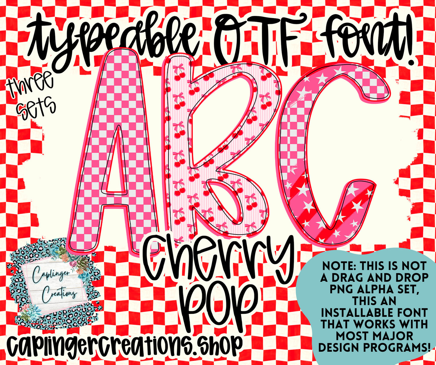 Cherry Pop  - TYPEABLE OTF FONT + PNGS - Digital download