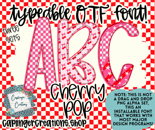 Cherry Pop  - TYPEABLE OTF FONT + PNGS - Digital download