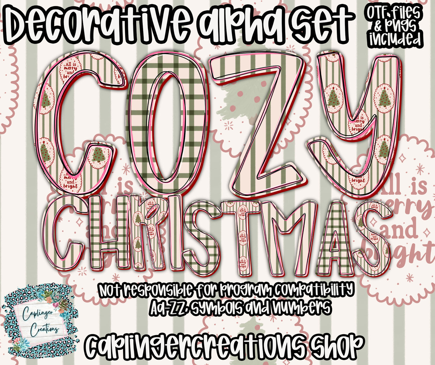 Cozy Christmas - TYPEABLE OTF FONT + PNGS - Digital download