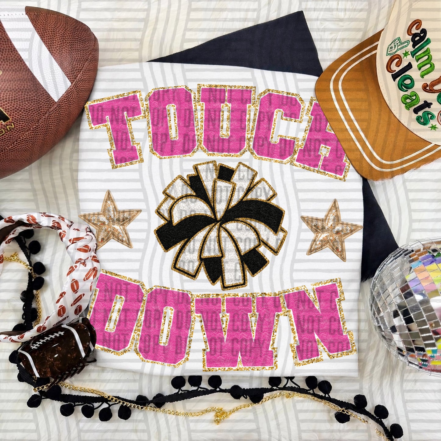TOUCHDOWN FAUX CHENILLE CHEER 2609-0003- Digital Download 300 DPI PNG FILE