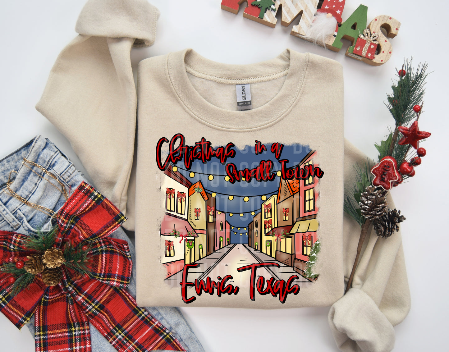 PICK A TOWN or CUSTOM- CHRISTMAS IN A SMALL TOWN-Digital download 300DPI PNG FILE