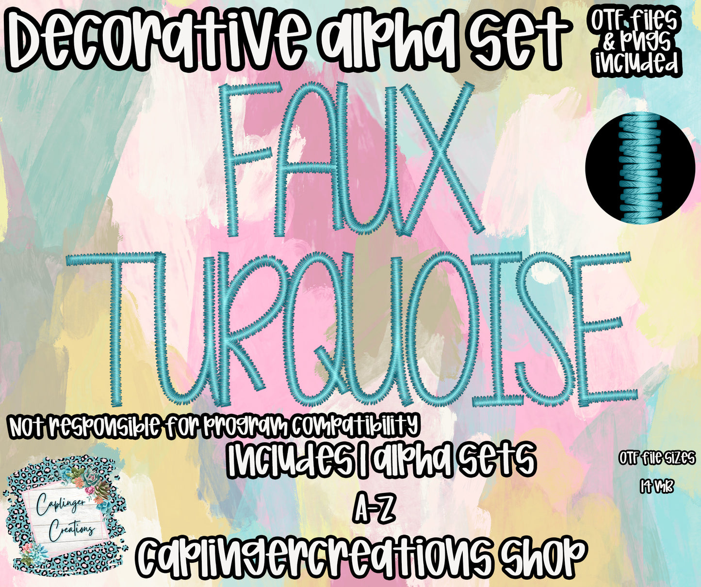 Faux Turquoise 🤎✨ - TYPEABLE OTF FONT + PNGS- commercial use included - Digital download