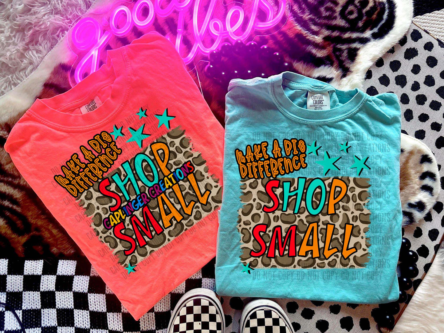 SHOP SMALL MAKE A BIG DIFFERENCE - NO BIZ NAME INCLUDED (as shown on teal tee), DIY  ADD YOUR OWN - Digital download 300DPI PNG FILE