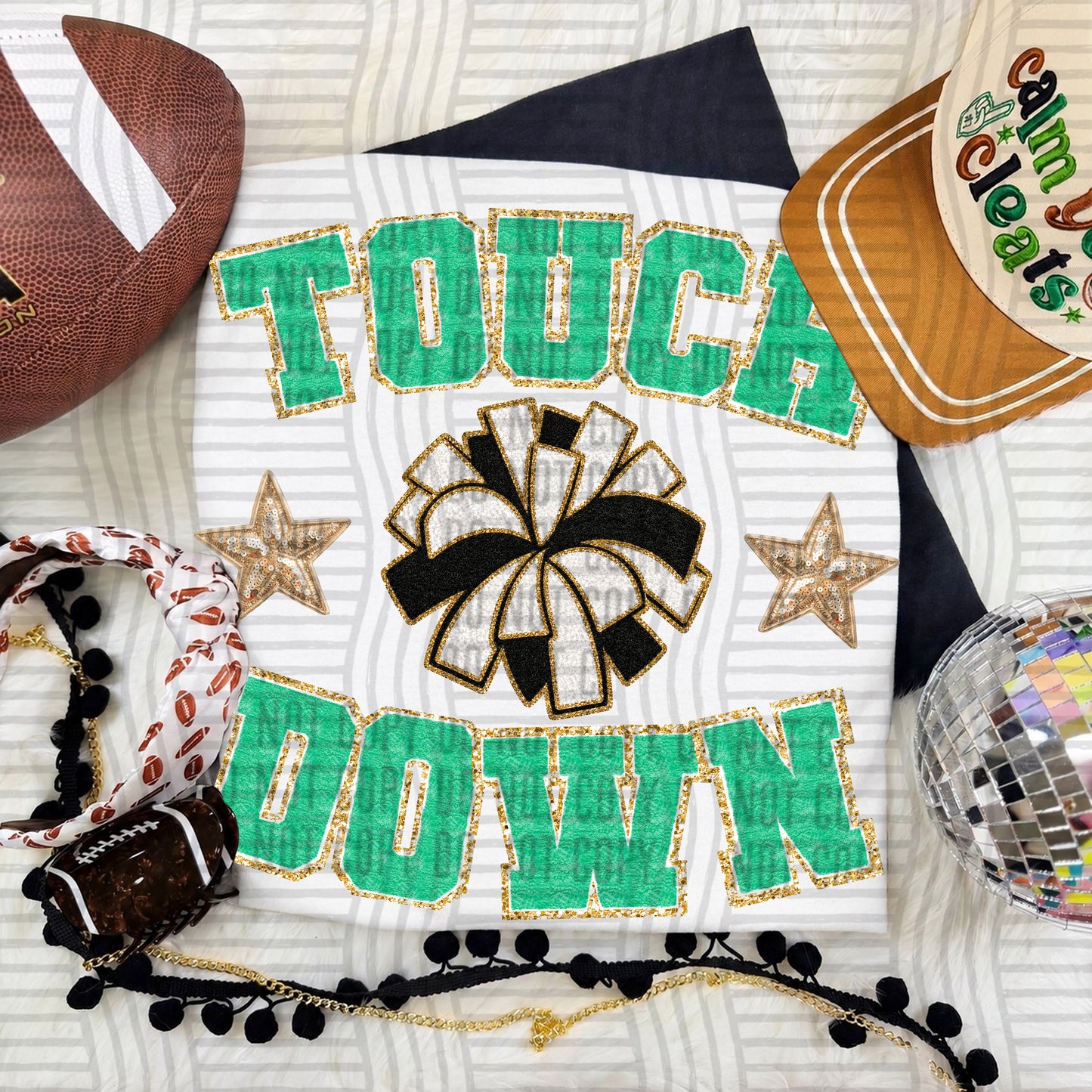 TOUCHDOWN FAUX CHENILLE CHEER 2609-0003- Digital Download 300 DPI PNG FILE