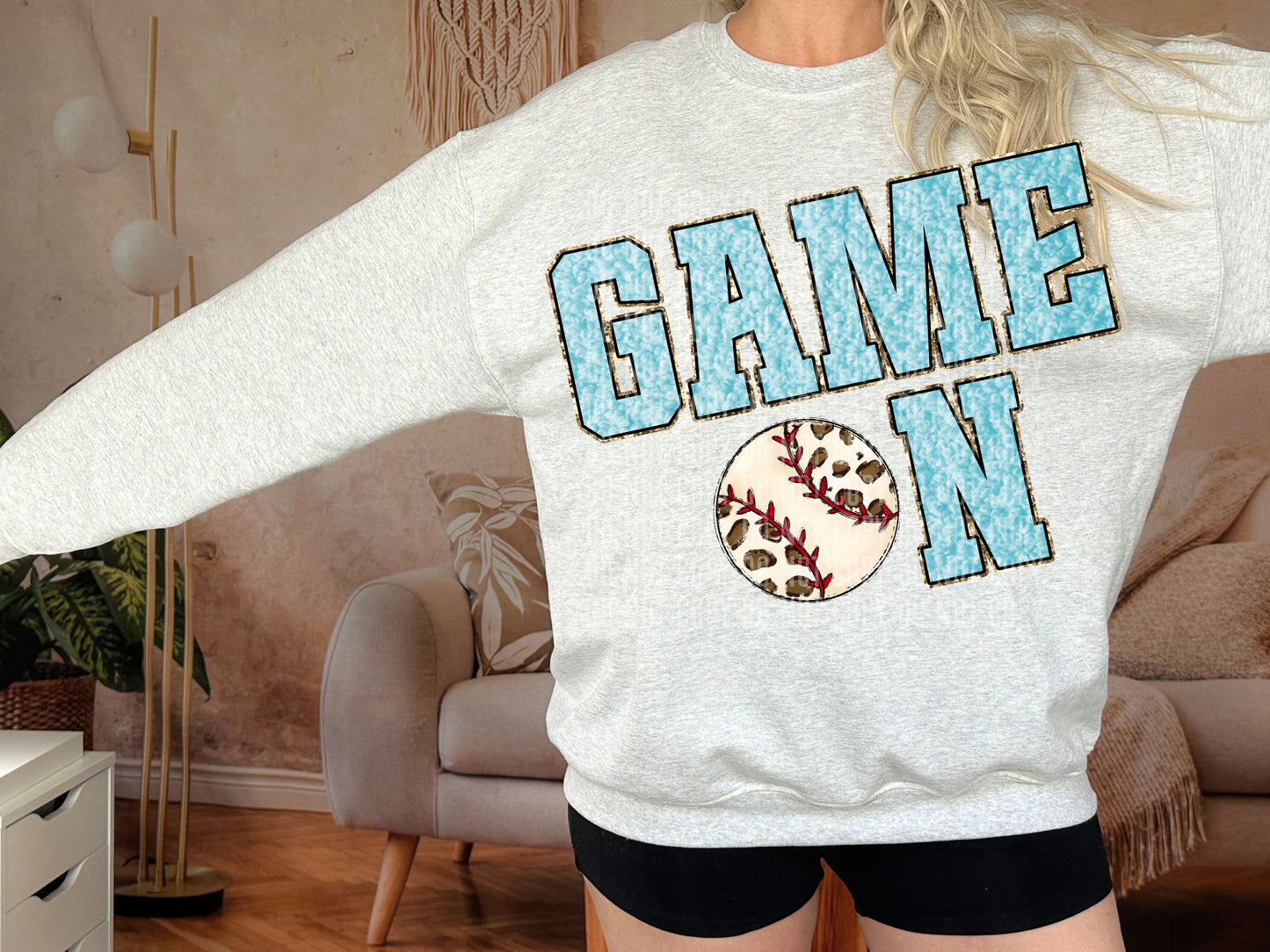 CHOOSE A sport - Light Blue Faux Chenille Game on - Digital download 300DPI PNG FILE