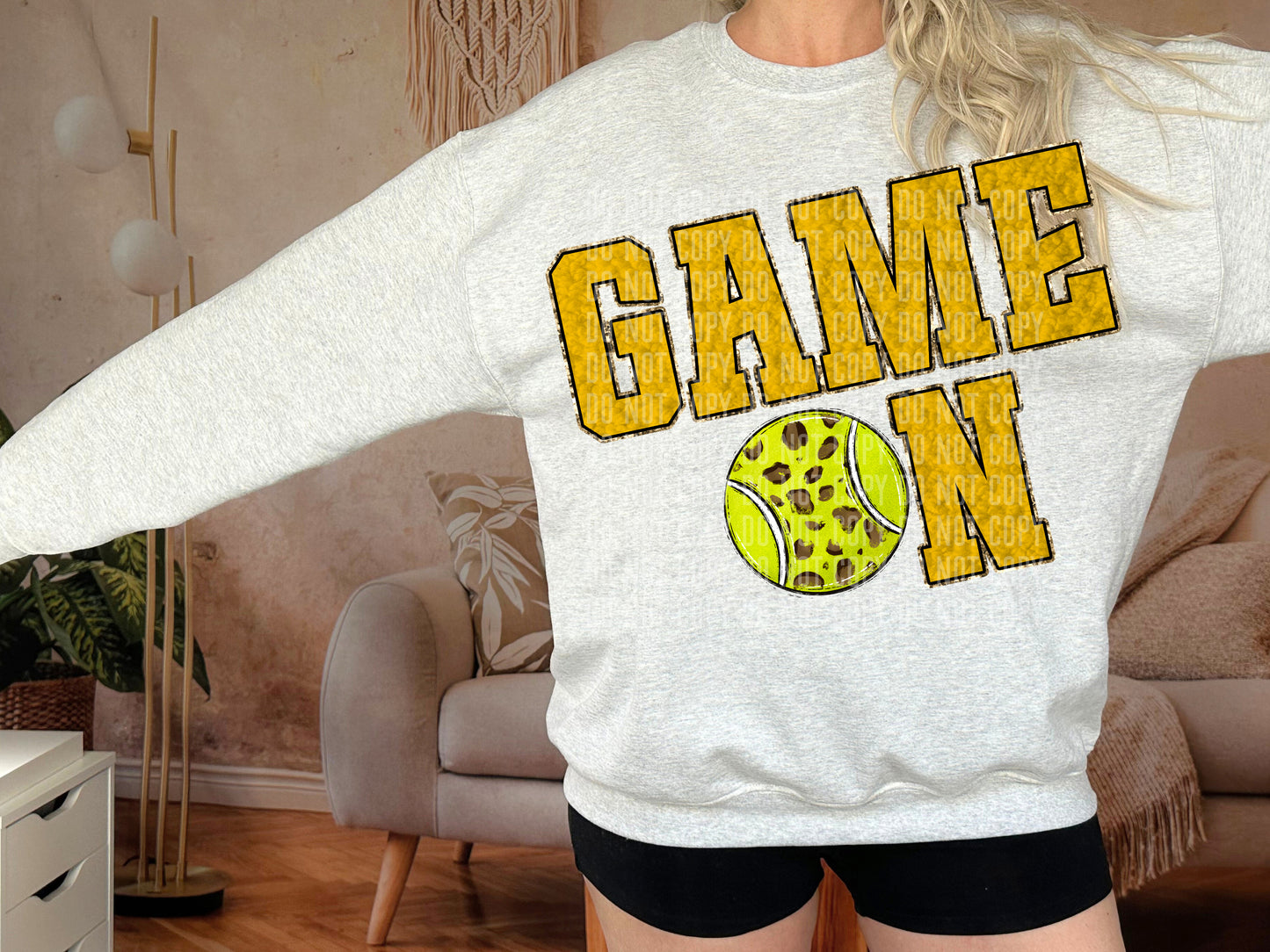 CHOOSE A sport - Yellow/Gold Faux Chenille Game on - Digital download 300DPI PNG FILE