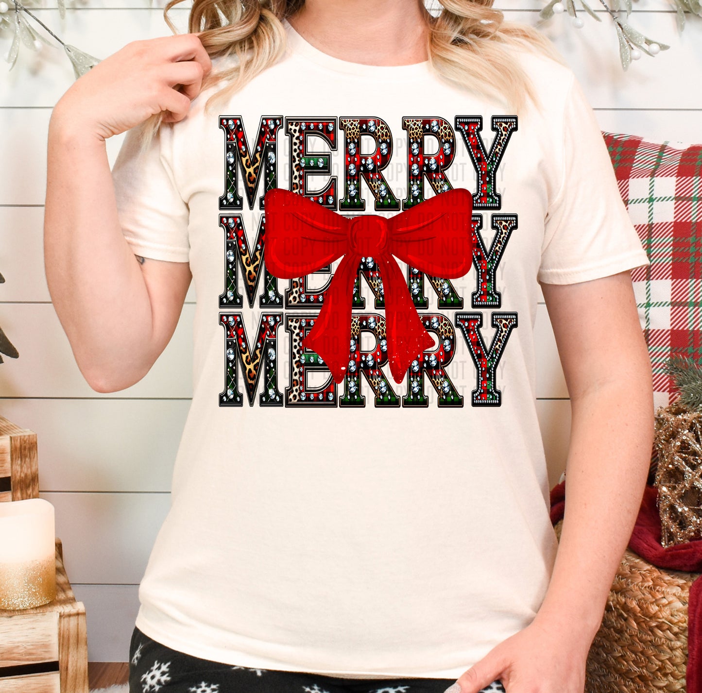 Merry Repeat Bow Digital download 300DPI PNG FILE