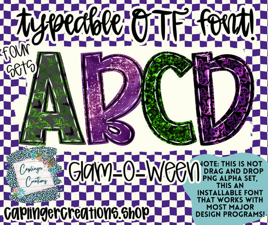 Glam - o - ween - TYPEABLE OTF FONT + PNGS - Digital download