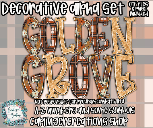 Golden Grove - TYPEABLE OTF FONT + PNGS - Digital download