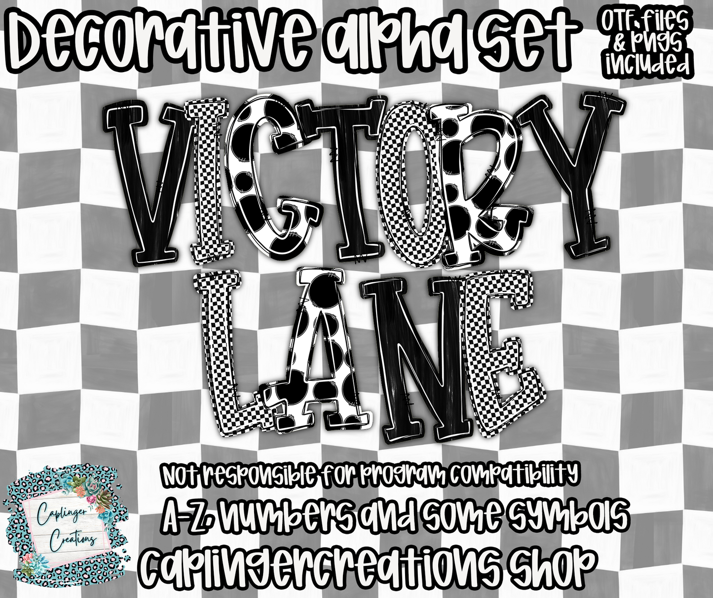 Victory Lane BUNDLE (53 alphas) - TYPEABLE OTF FONT + PNGS - Digital download
