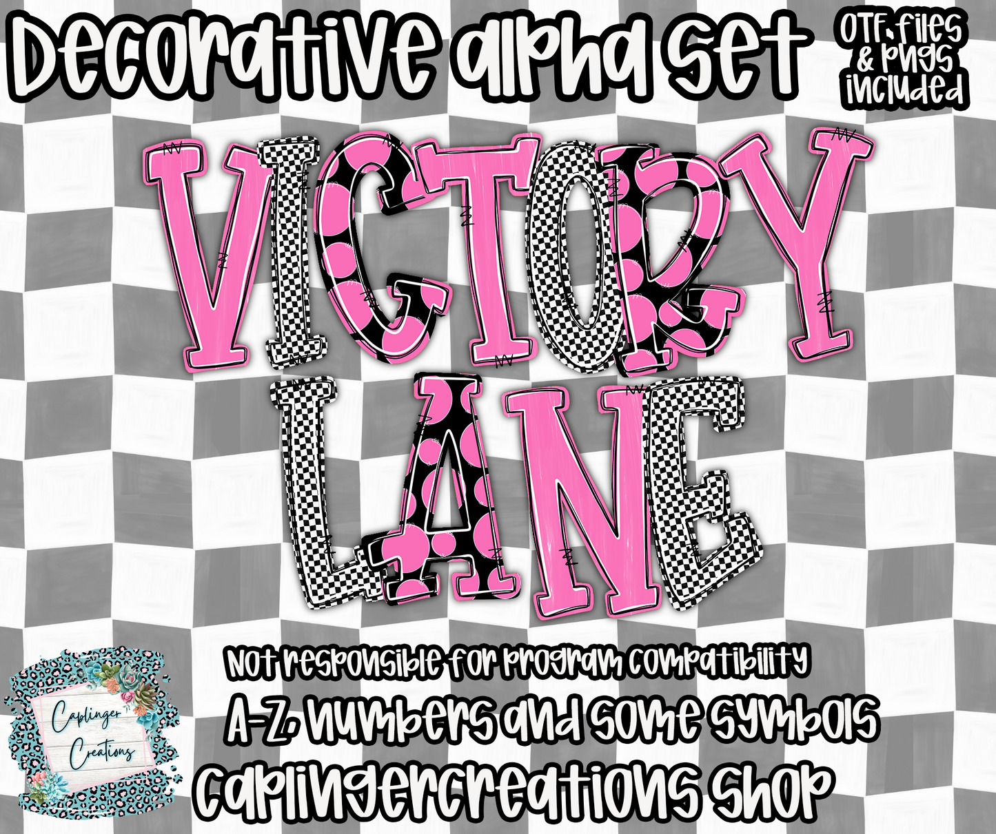 Victory Lane BUNDLE (53 alphas) - TYPEABLE OTF FONT + PNGS - Digital download