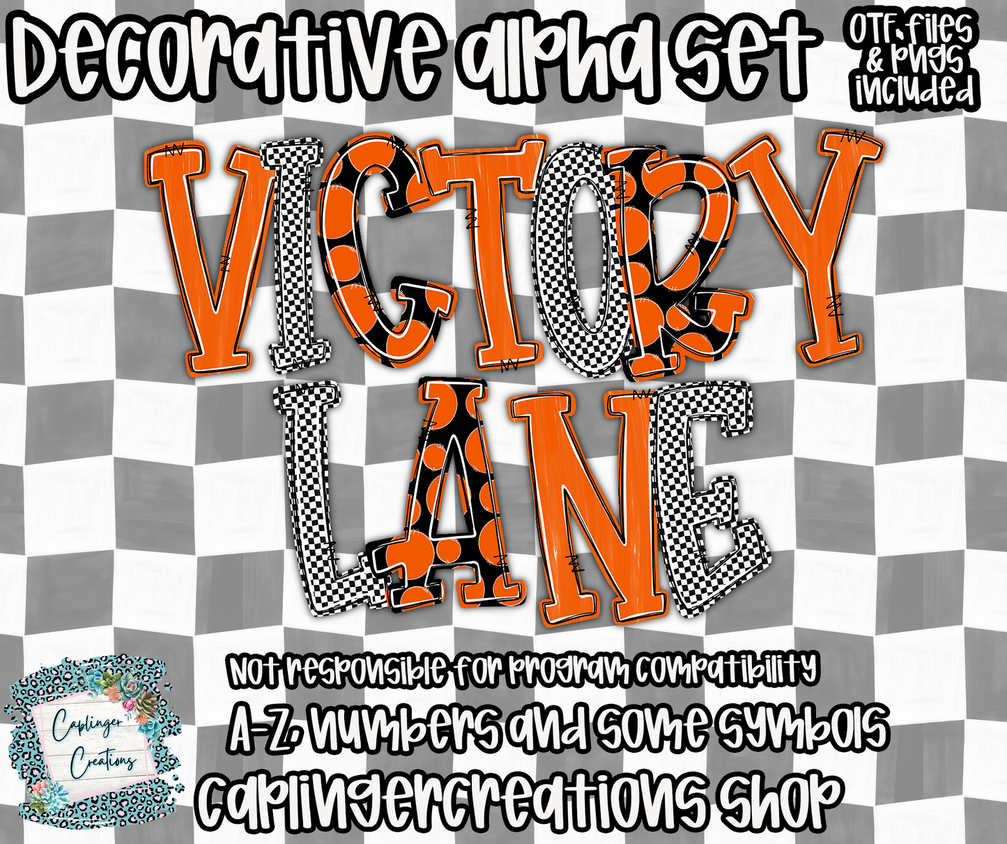 Victory Lane BUNDLE (53 alphas) - TYPEABLE OTF FONT + PNGS - Digital download