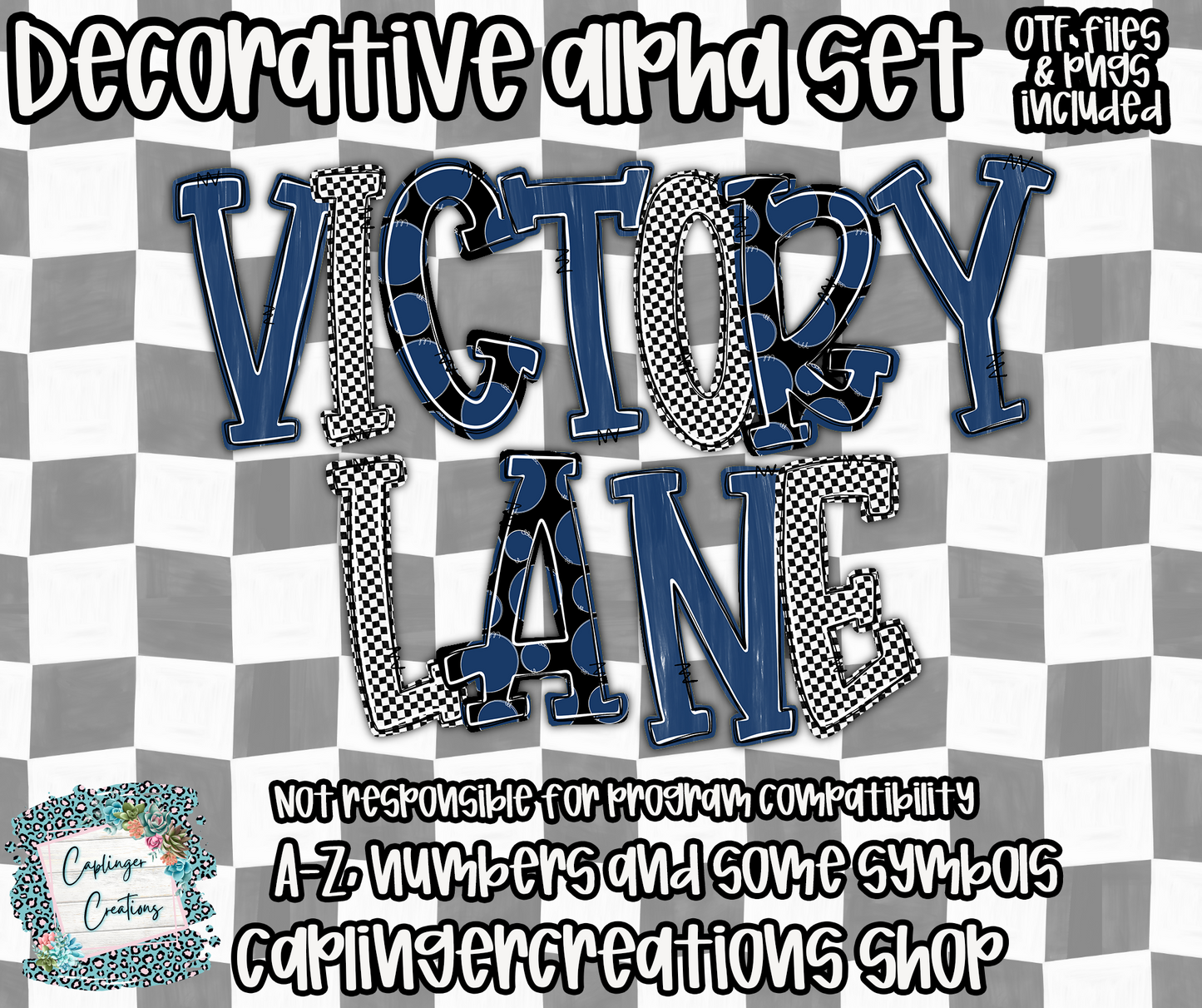 Victory Lane BUNDLE (53 alphas) - TYPEABLE OTF FONT + PNGS - Digital download