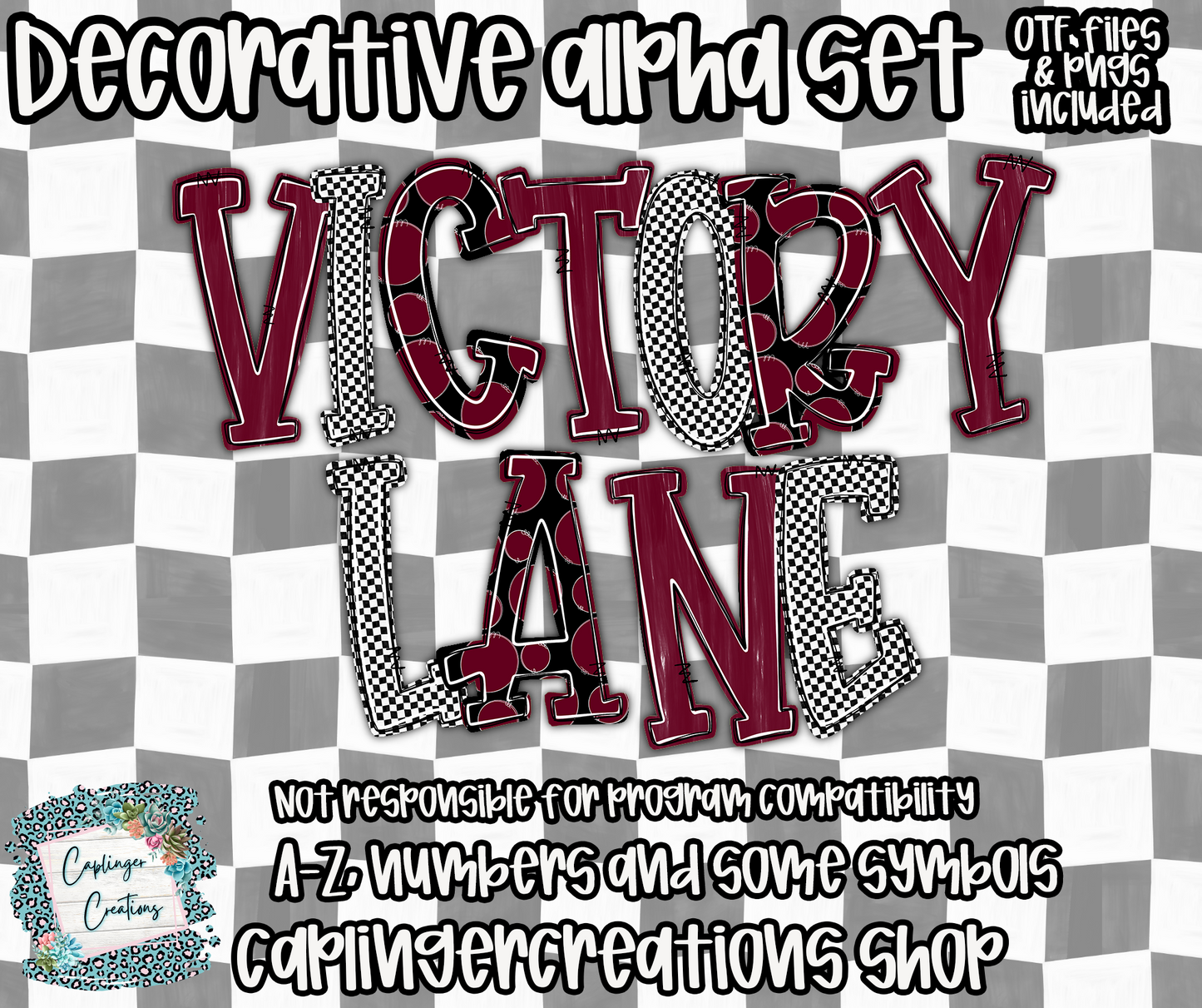 Victory Lane BUNDLE (53 alphas) - TYPEABLE OTF FONT + PNGS - Digital download