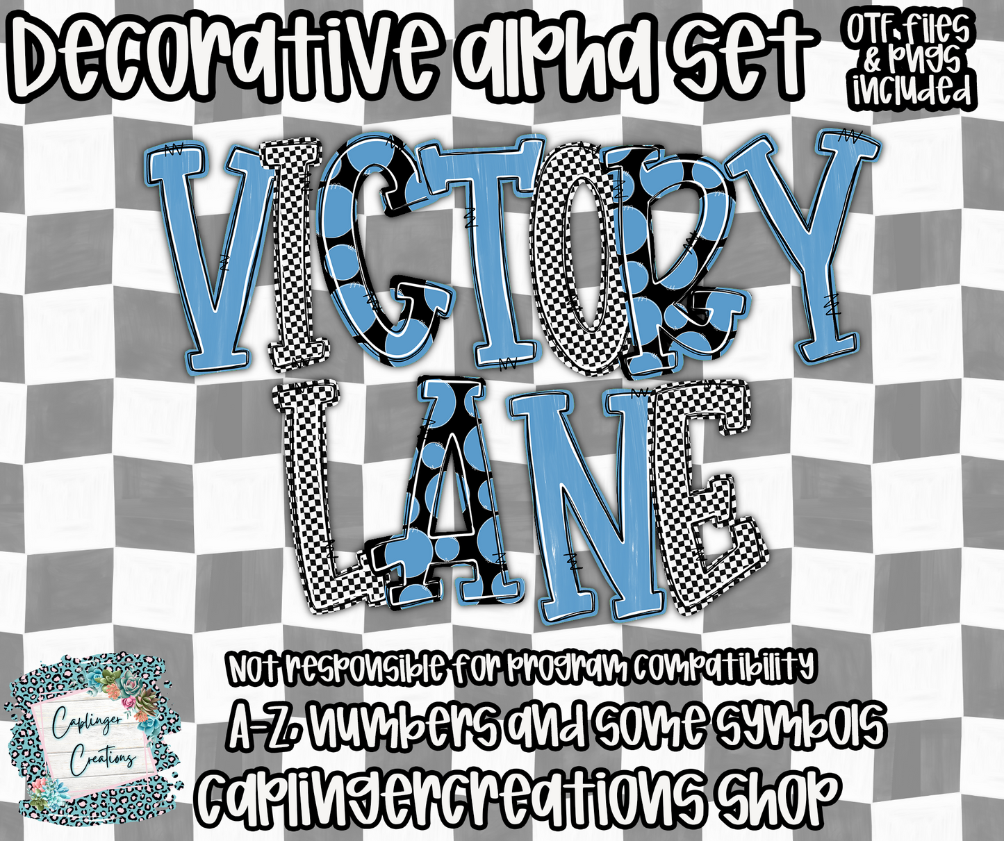 Victory Lane BUNDLE (53 alphas) - TYPEABLE OTF FONT + PNGS - Digital download