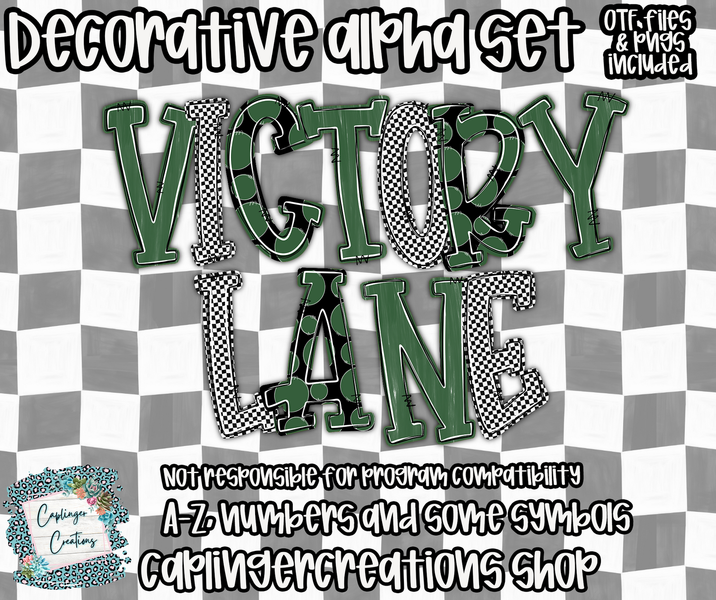 Victory Lane BUNDLE (53 alphas) - TYPEABLE OTF FONT + PNGS - Digital download