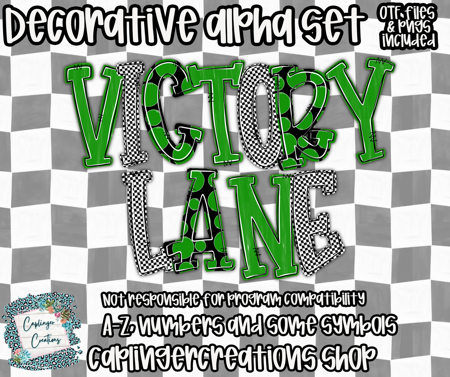 Victory Lane BUNDLE (53 alphas) - TYPEABLE OTF FONT + PNGS - Digital download