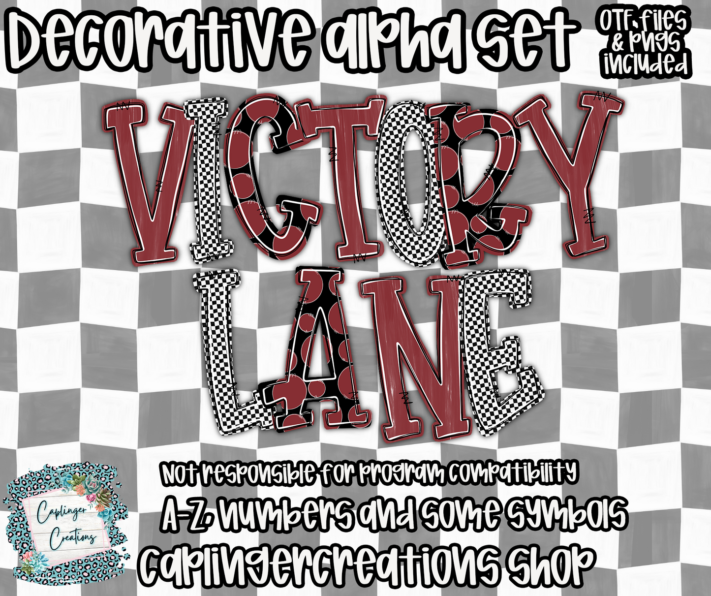 Victory Lane BUNDLE (53 alphas) - TYPEABLE OTF FONT + PNGS - Digital download