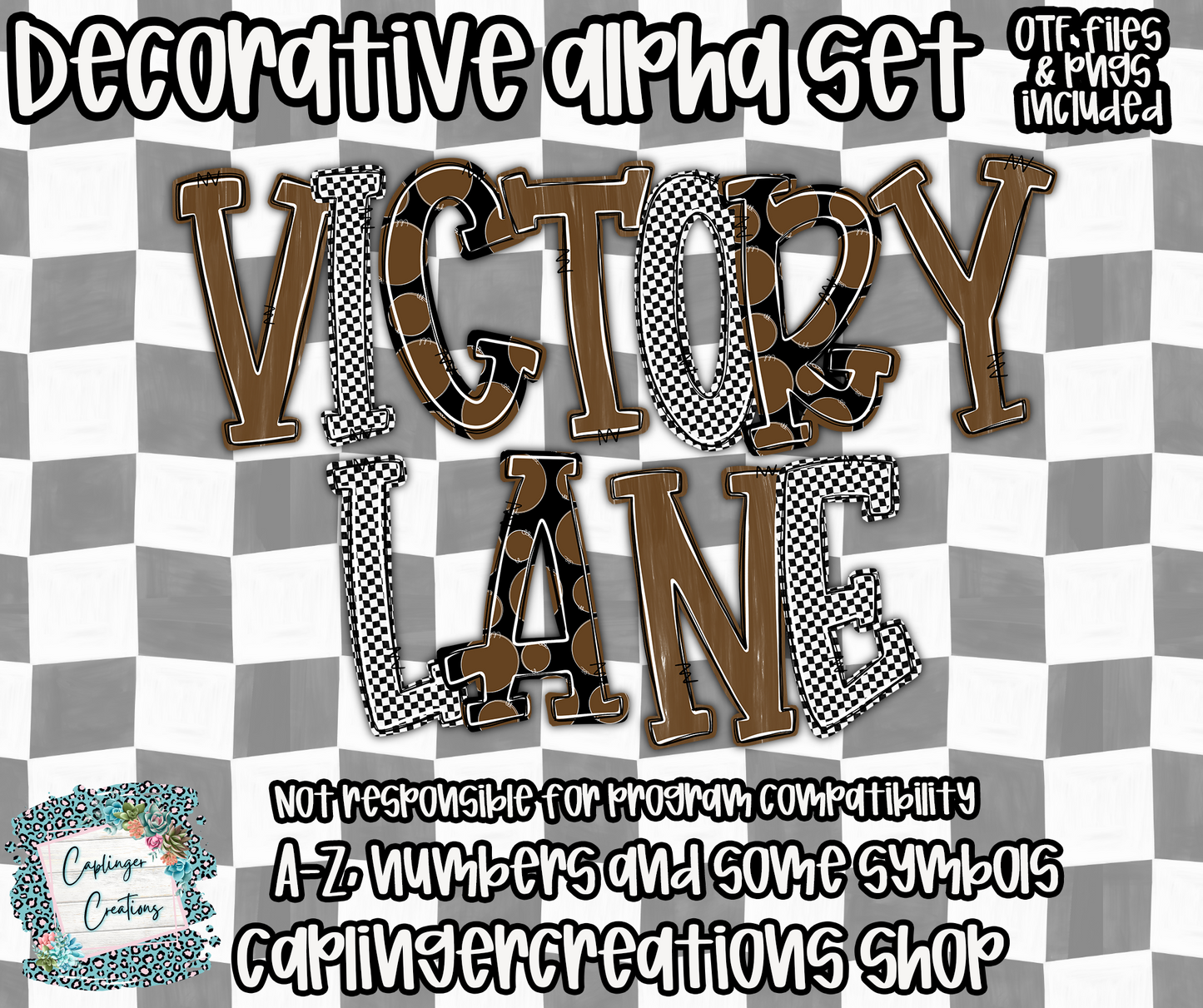 Victory Lane BUNDLE (53 alphas) - TYPEABLE OTF FONT + PNGS - Digital download