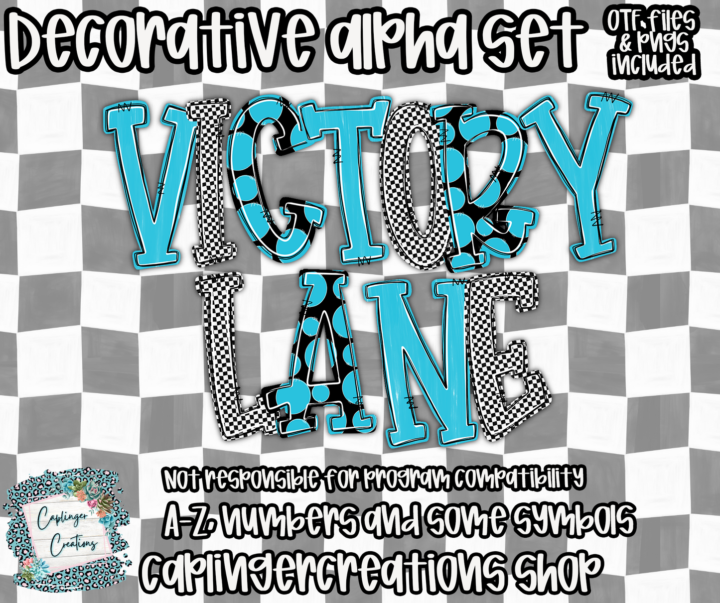 Victory Lane BUNDLE (53 alphas) - TYPEABLE OTF FONT + PNGS - Digital download