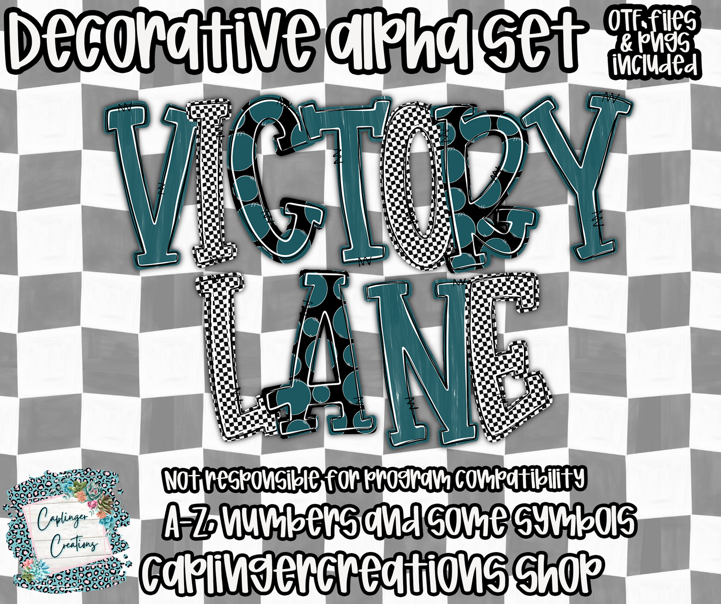 Victory Lane BUNDLE (53 alphas) - TYPEABLE OTF FONT + PNGS - Digital download