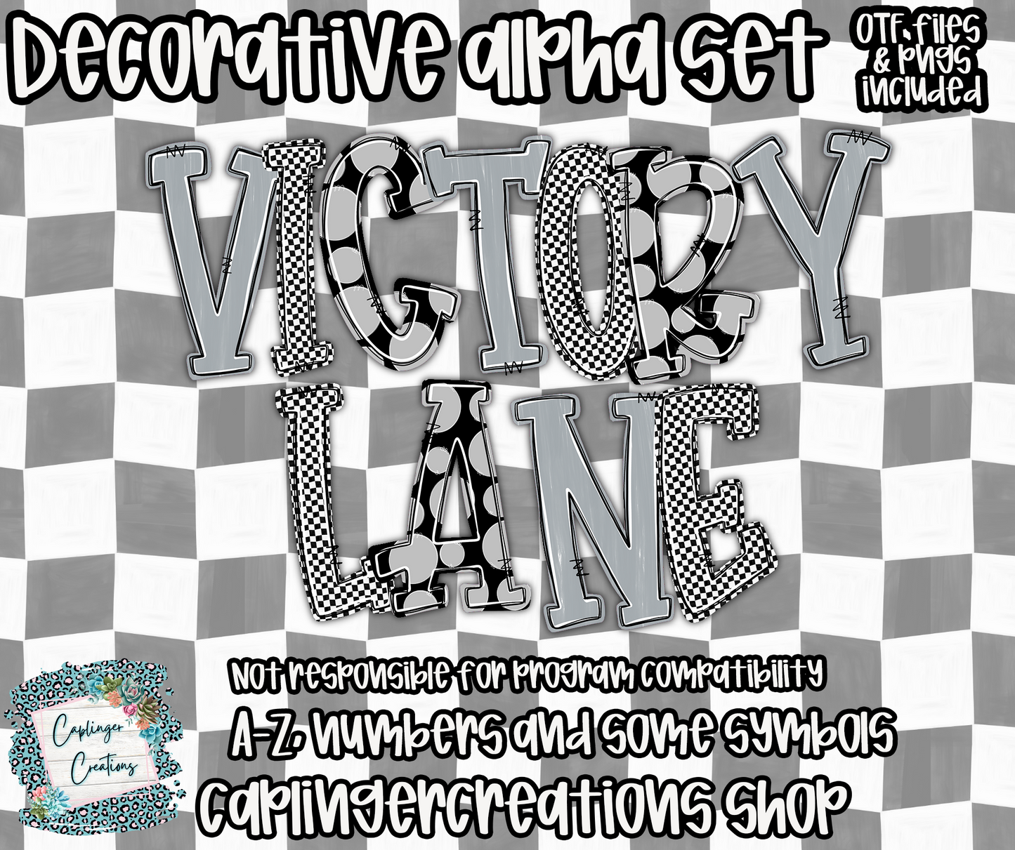 Victory Lane BUNDLE (53 alphas) - TYPEABLE OTF FONT + PNGS - Digital download