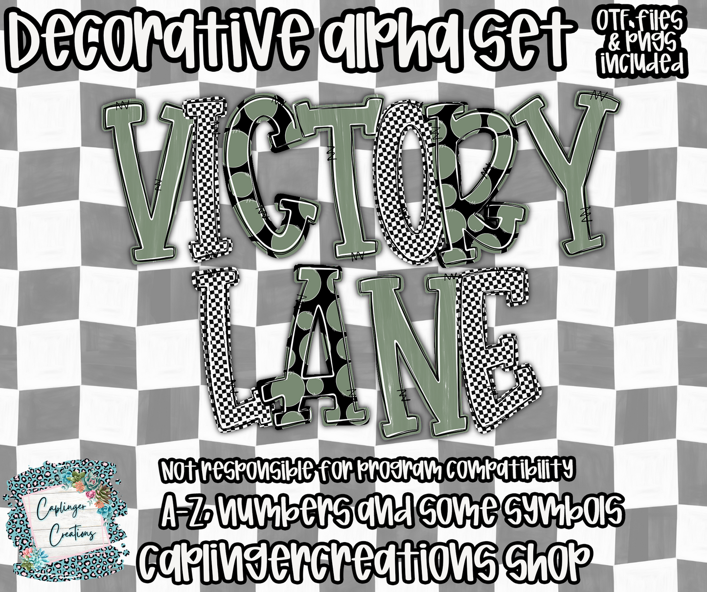 Victory Lane BUNDLE (53 alphas) - TYPEABLE OTF FONT + PNGS - Digital download