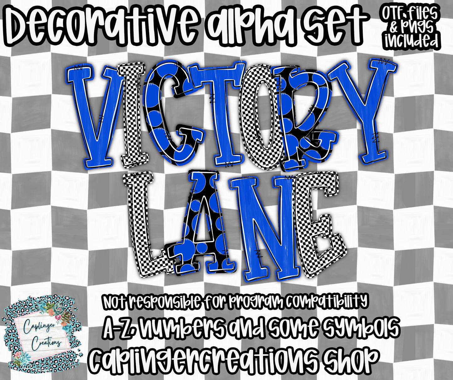 Victory Lane BUNDLE (53 alphas) - TYPEABLE OTF FONT + PNGS - Digital download