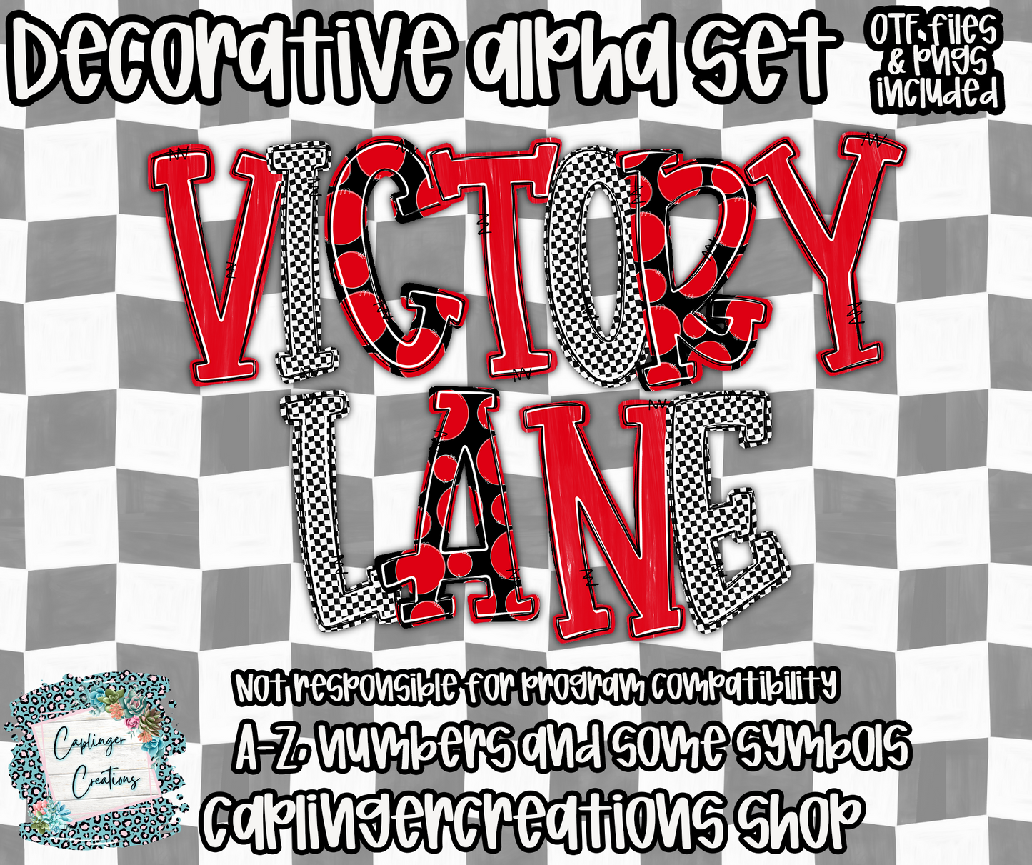 Victory Lane BUNDLE (53 alphas) - TYPEABLE OTF FONT + PNGS - Digital download