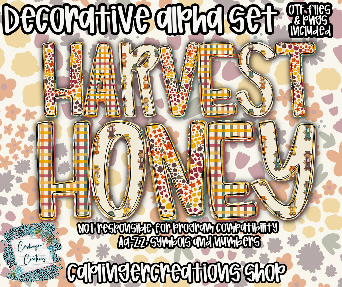 Harvest Honey - TYPEABLE OTF FONT + PNGS - Digital download