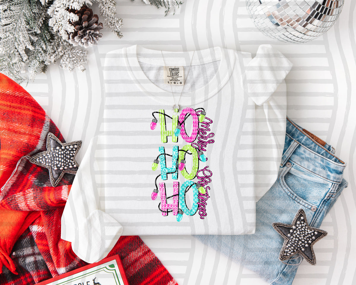 Ho Ho Ho Merry Christmas (Neon Lights) - 300 DPI digital download