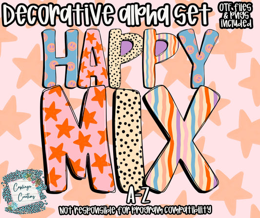 Happy Mix - OTF & Drag and Drop PNGS- commercial use included - Digital download