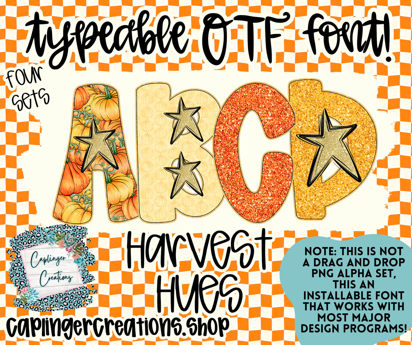 Harvest Hues - TYPEABLE OTF FONT + PNGS - Digital download