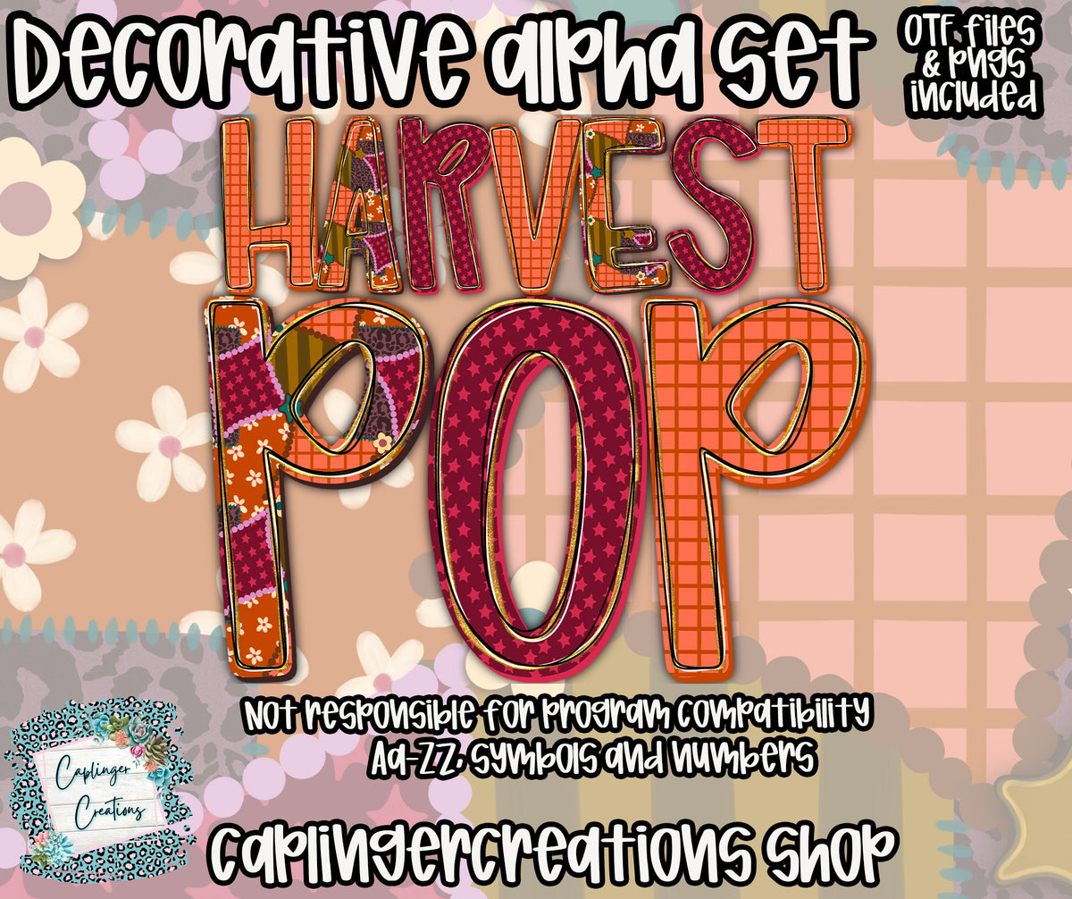 Harvest Pop - TYPEABLE OTF FONT + PNGS - Digital download
