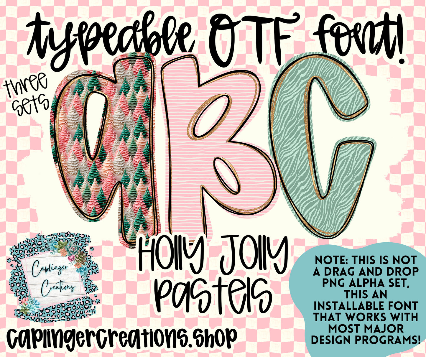 Holly Jolly Pastels - TYPEABLE OTF FONT + PNGS - Digital download