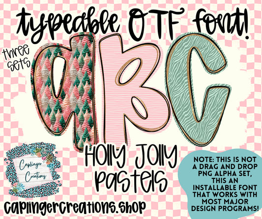 Holly Jolly Pastels - TYPEABLE OTF FONT + PNGS - Digital download