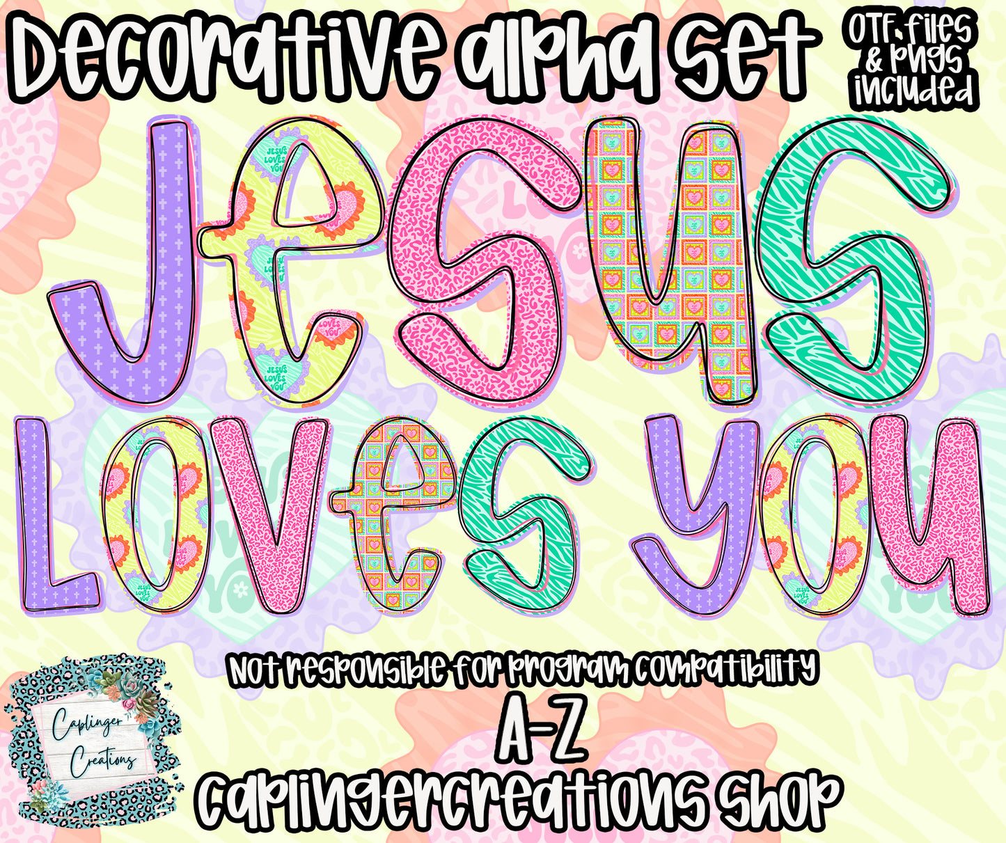 Jesus Loves You - OTF & Drag and Drop PNGS- commercial use included - Digital download
