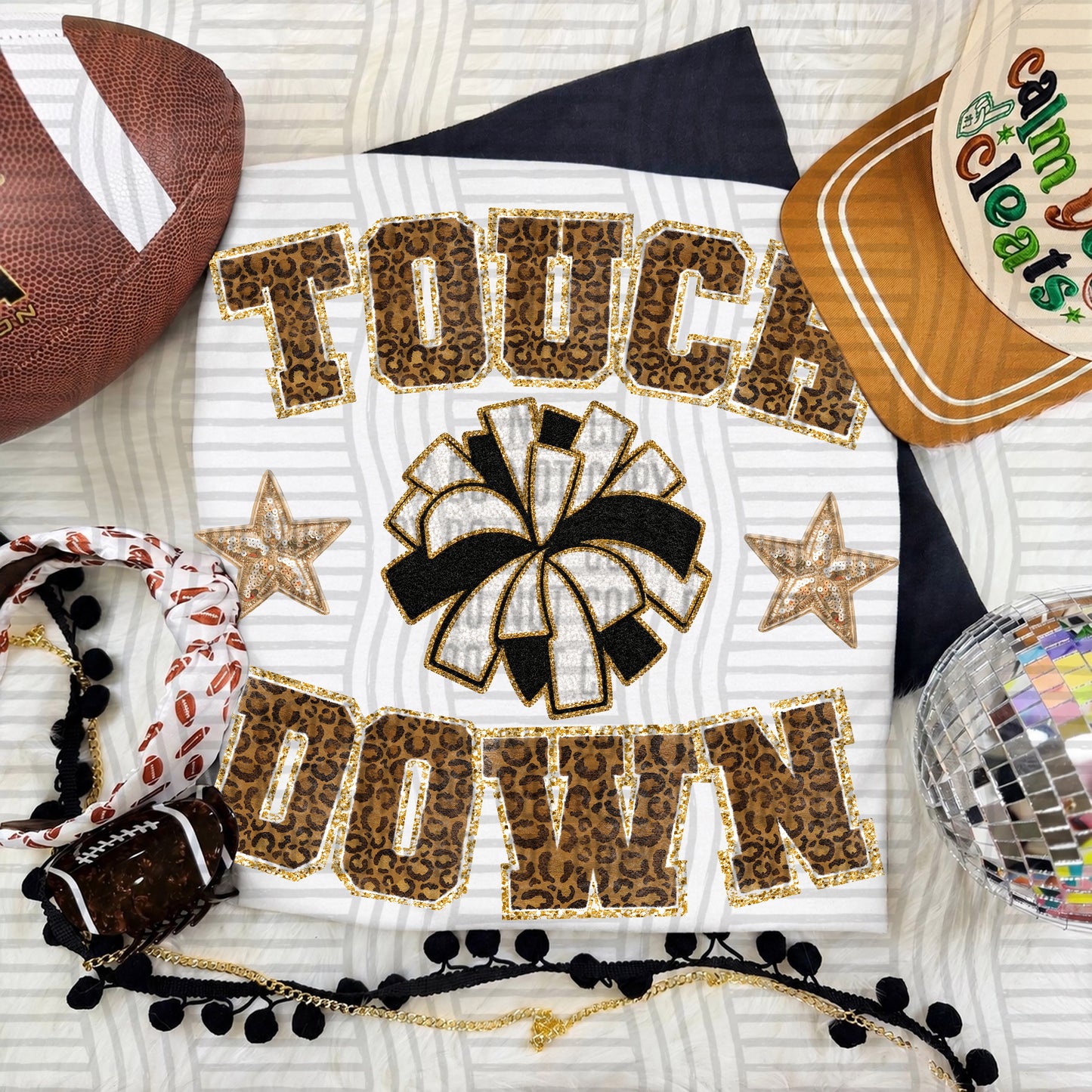 TOUCHDOWN FAUX CHENILLE CHEER 2609-0003- Digital Download 300 DPI PNG FILE