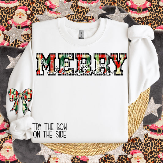 Merry Christmas Brushstroke With Matching Bow Gold & Black Included Digital Download 300DPI PNG FILE