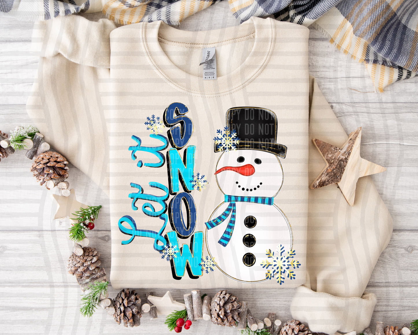 Let it snow - Snowman - Hand Drawn  300DPI PNG FILE