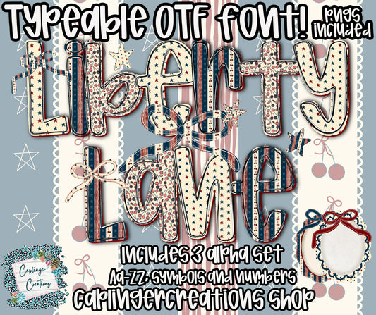 Liberty Lane - TYPEABLE OTF FONT + PNGS- commercial use included - Digital download