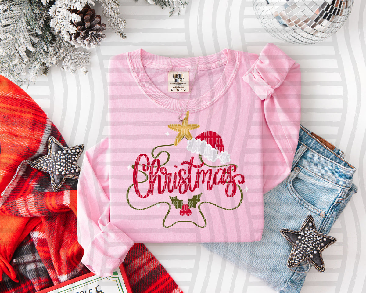 Christmas Star Swirl (Santa Hat & Holly) - 300 DPI digital download