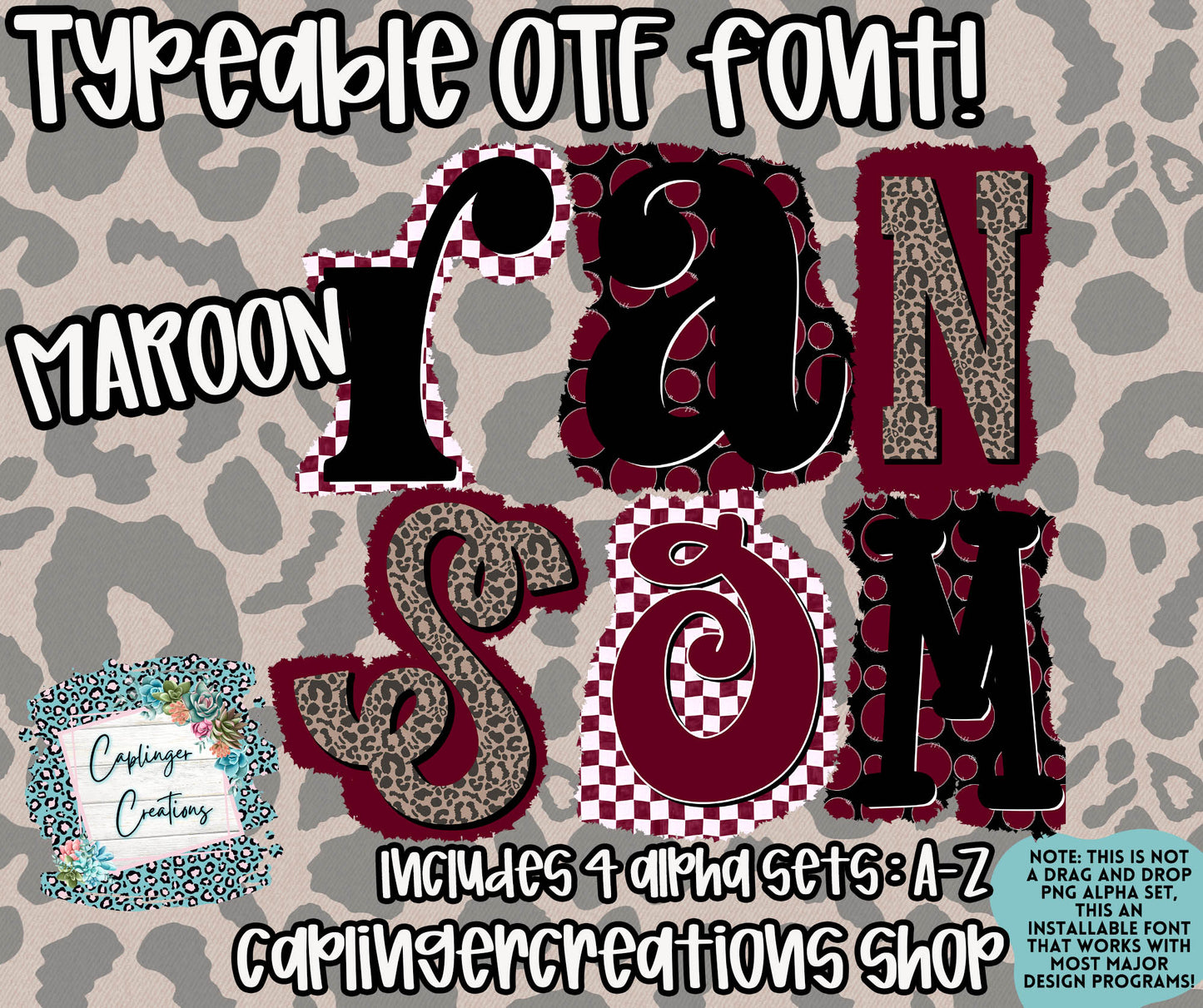 RANSOM Spirit - OTF typeable & Drag and Drop PNGS- commercial use included - Digital download