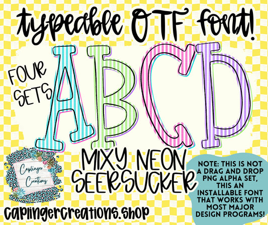 MIXY NEON Seersuckers - TYPEABLE OTF FONT + PNGS - Digital download