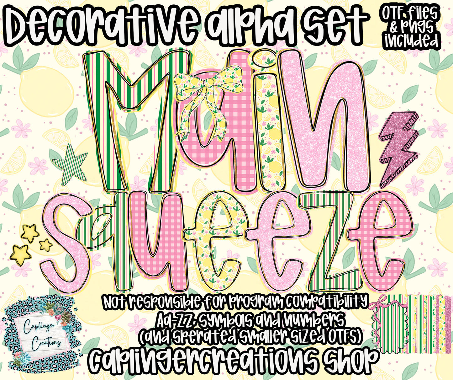 Main Squeeze - OTF typeable & Drag and Drop PNGS- commercial use included - Digital download