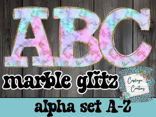 Marble Glitz - ALPHA SET A-Z - Digital download 300DPI PNG FILE