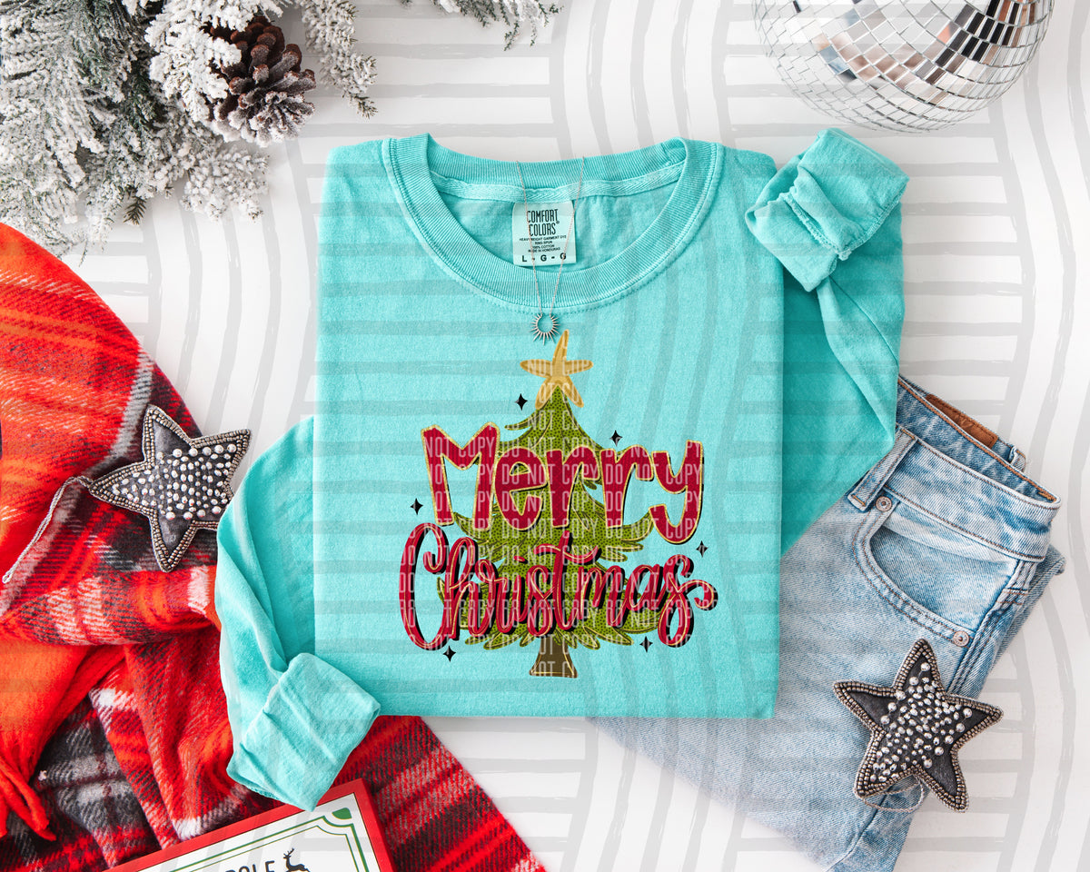 Merry Christmas Tree (Vintage Olive) - 300 DPI digital download