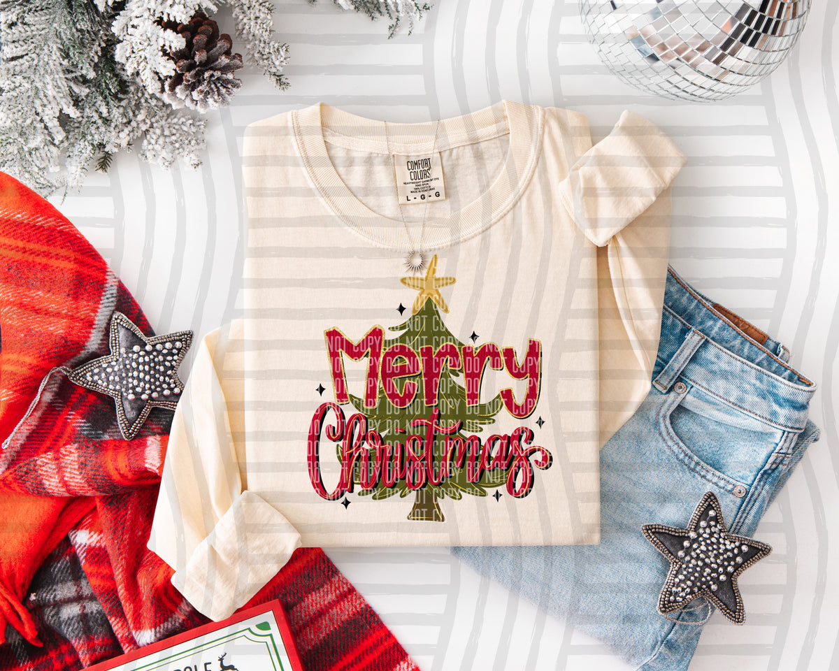 Merry Christmas Tree (Classic Red & Green) - 300 DPI digital download