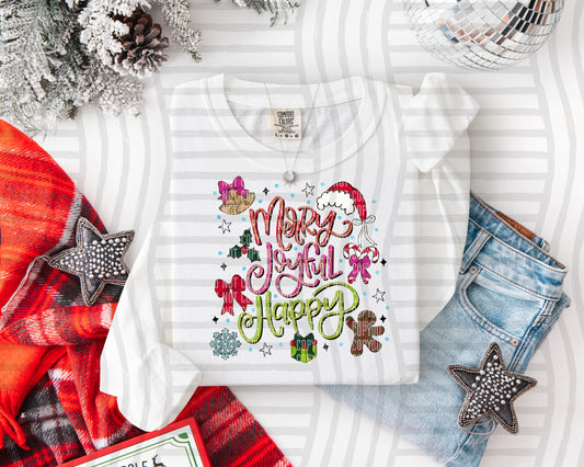 Merry Joyful Happy (Christmas Doodles) - 300 DPI digital download