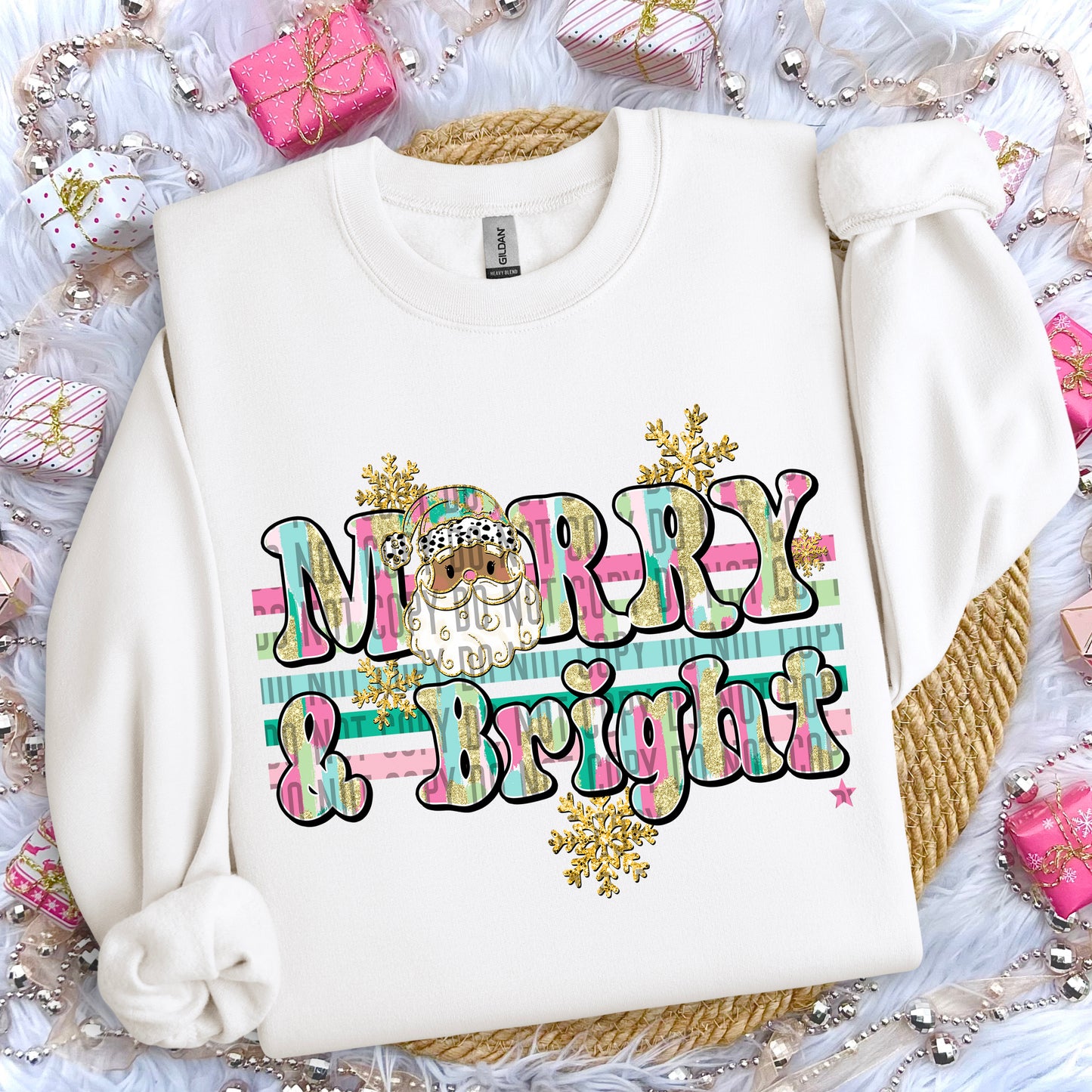 Merry and Bright brushstrokes - Dropdown to select -Digital Download 300DPI PNG FILE